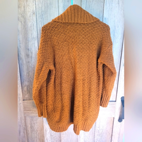 ANTHROPOLOGIE rust-colored nubby open cardigan, small - Picture 2 of 4